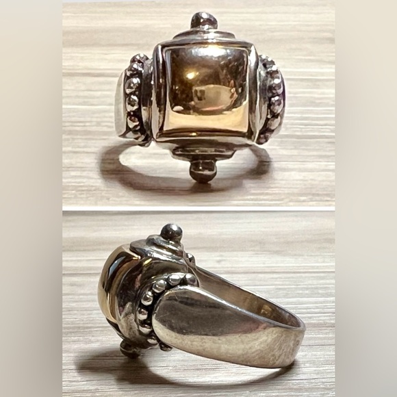 Vintage Designer ESPO Sterling Silver & 14K Yellow Gold Ring, Size 6, 8.1g - Picture 1 of 10